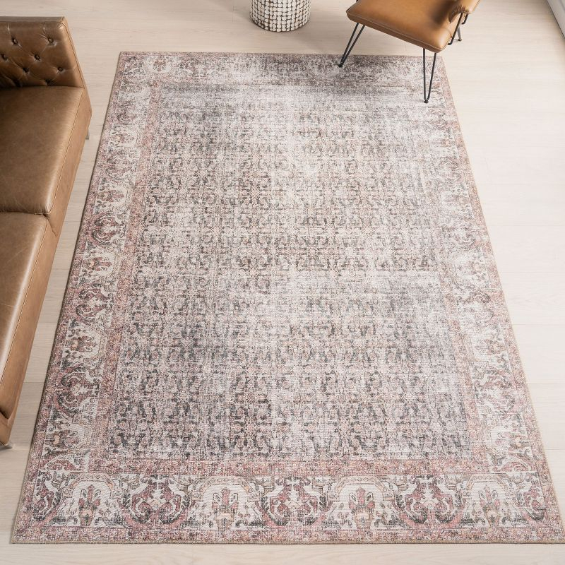 Nuloom Hillstone Collection Marlowe Traditional Vintage Medallion Area Rug, 6' 7" x 9', Light Rust