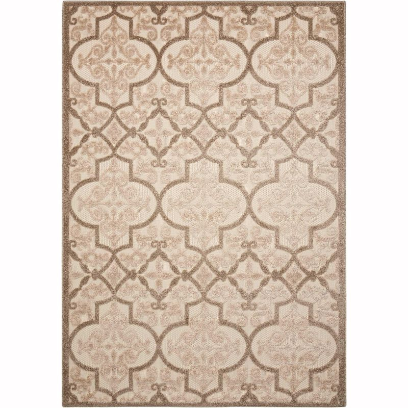 Nourison Aloha Moroccan Trellis Flatweave High-Low Indoor Outdoor Area Rug Cream 5'3" x 7'5"