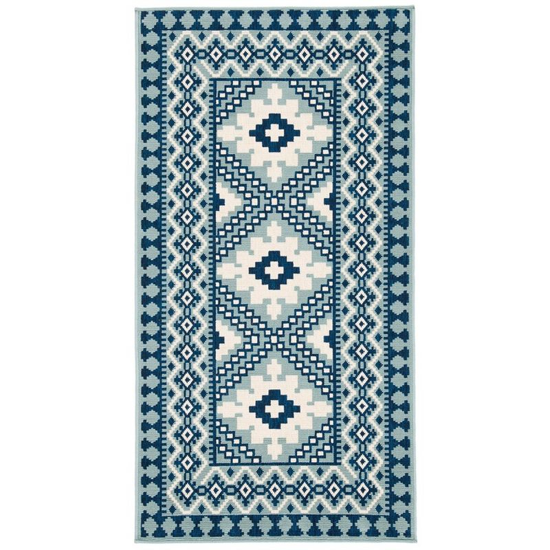 Veranda VER099 Power Loomed Indoor/Outdoor Accent Rug - Ivory/Blue - 2'x3'7" - Safavieh.