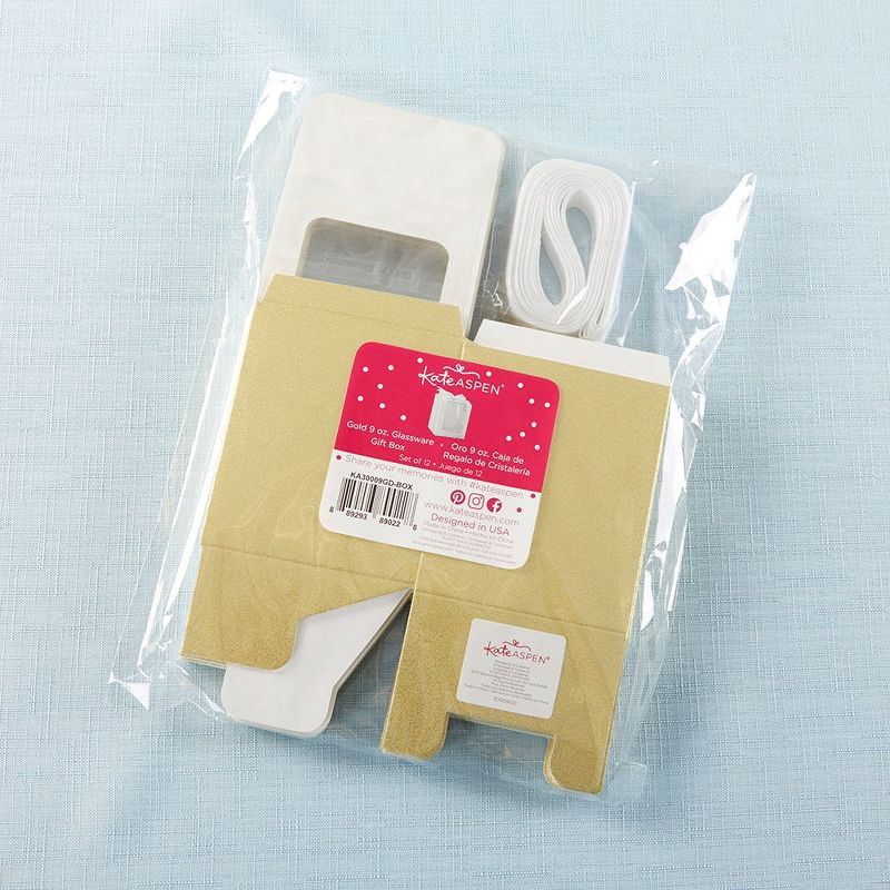 Kate Aspen Gold 9 oz. Glassware Gift Box with Ribbon (Set of 12) | 30009GD-Box