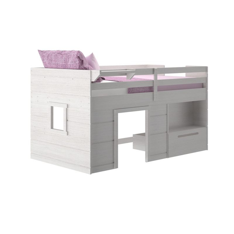 Max & Lily  Modern Farmhouse Low Loft Bed with Storage Drawer, Solid Wood Bed for Kids