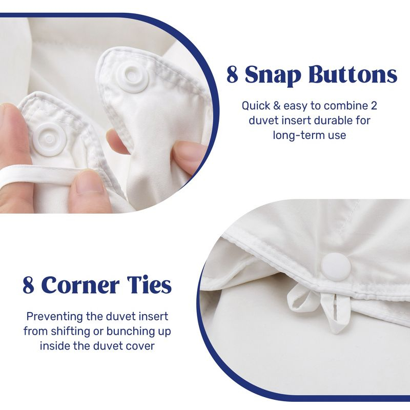 Peace Nest 3-in-1 White Goose Down Comforter, Lightweight & All Season Duvet Inserts Buttoned Quilt with 8 Corner Tabs, King