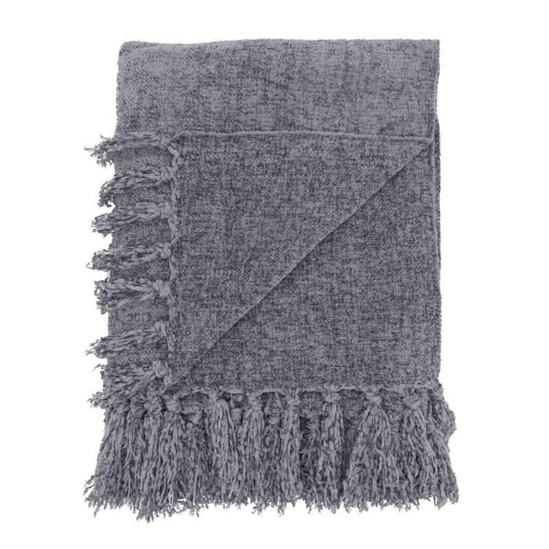50"x60" Chenille Throw Blanket Soft Gray - Design Imports: Cozy for Couch, Lightweight Woven Polyester