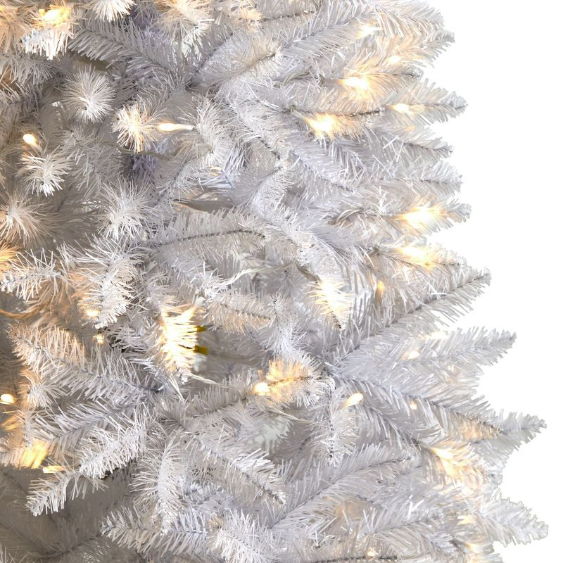 Nearly Natural 5-ft Slim White Artificial Christmas Tree with 150 Warm White LED Lights and 491 Bendable Branches