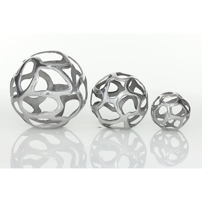 Set of 3 Decorative Aluminum Balls Brass - Olivia & May: Indoor Sculpture, Vase Filler, Tabletop Decor