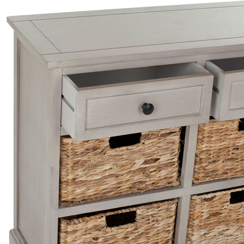 Herman Storage Unit with Wicker Baskets - Vintage Grey - Safavieh.