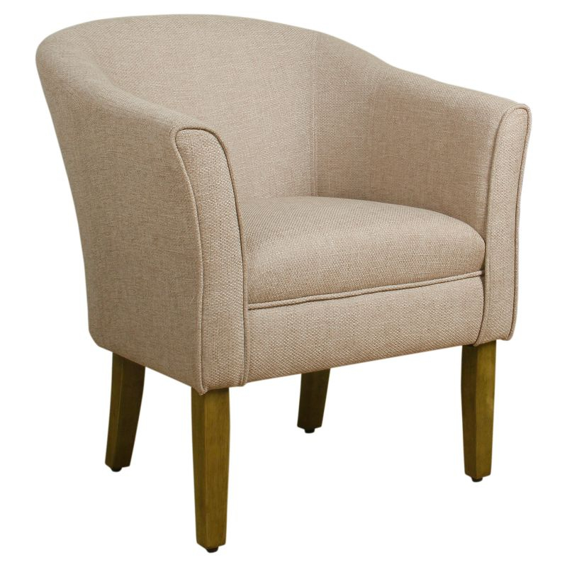 Modern Barrel Accent Chair Flax Brown - HomePop: Upholstered, Transitional Style, Bedroom & Living Room