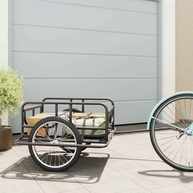 VidaXL Bike Trailer 51.2"x28.7"x19.1" Steel Black