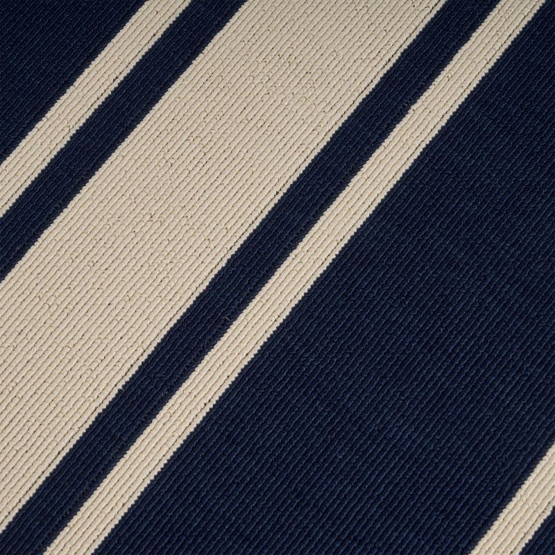 GDFStudio Coriander 5'3" x 7' Outdoor Striped Area Rug, Navy/Ivory