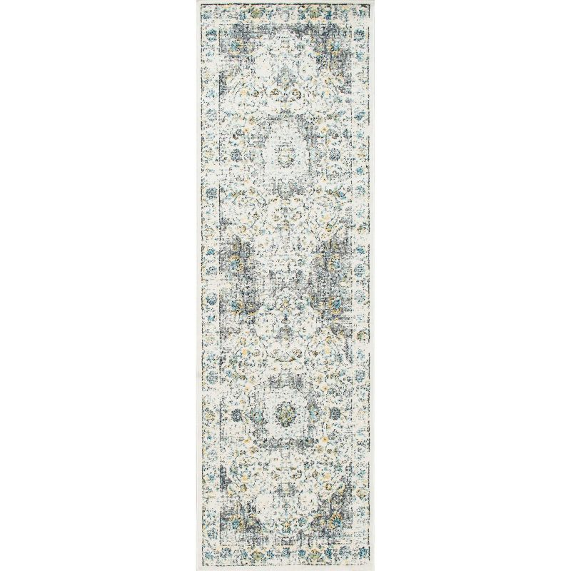 2'6"x10' Verona Vintage Persian Style Runner Rug Gray - nuLOOM