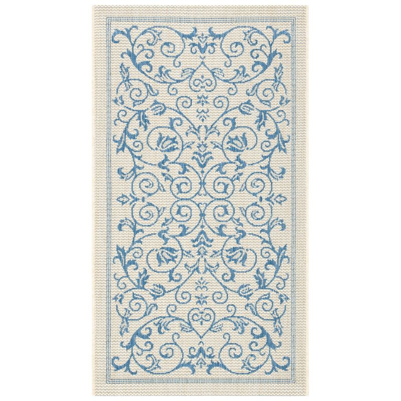 Courtyard CY2098 Power Loomed Indoor and Outdoor Accent Rug - Natural/Blue - 2'x3'7" - Safavieh
