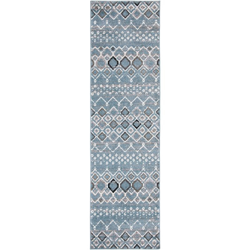 Amsterdam AMS108 Power Loomed Indoor Runner Rug - Blue/Ivory - 2'3"x14' - Safavieh