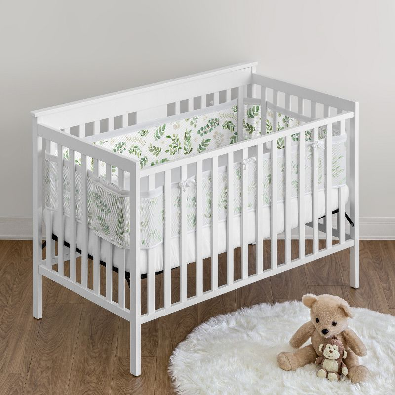 Sweet Jojo Designs + BreathableBaby Breathable Mesh Crib Liner Boy or Girl Gender Neutral Unisex Botanical Green and White