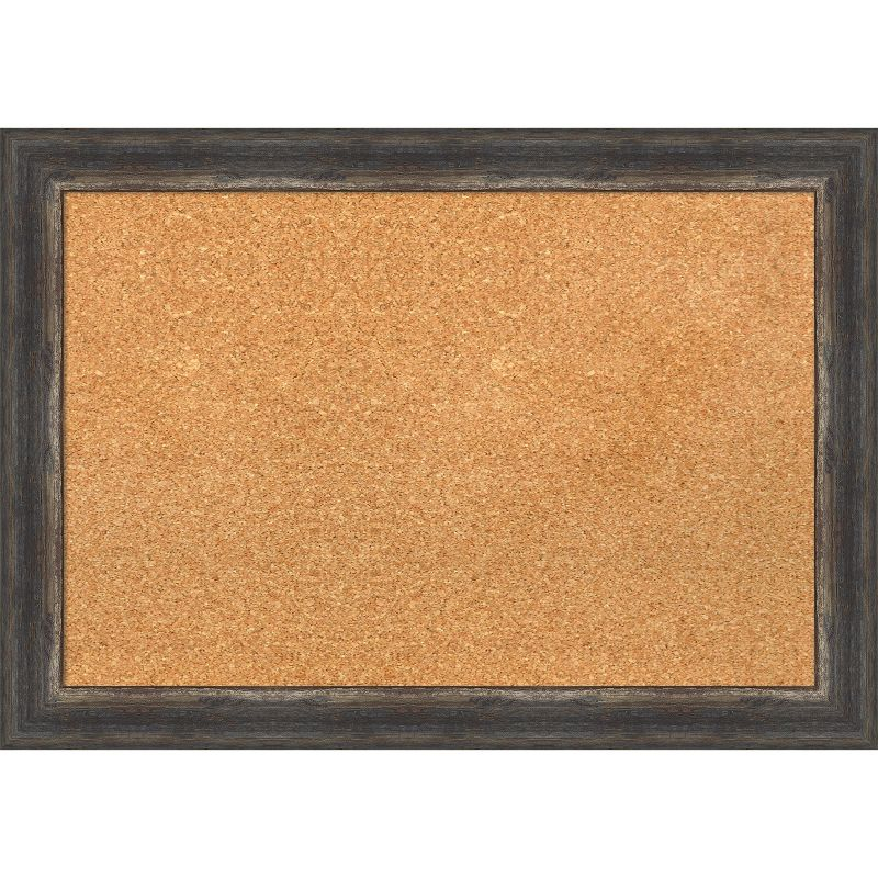 Amanti Art Natural Cork Board Framed Bark Rustic Char Narrow Bulletin Board 27 in. x 19 in.