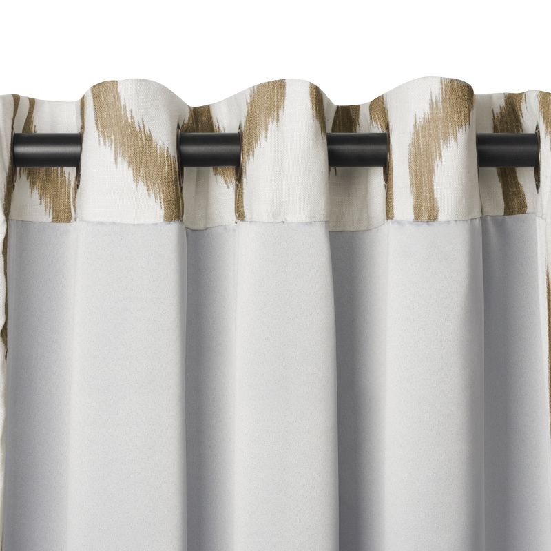 Renzo Ikat Geometric Linen Room Darkening Single Window Curtain Panel - 52" x 95" - Natural - Elrene Home Fashions