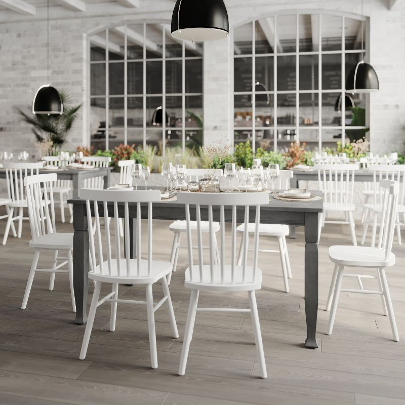 Flash Furniture Grace 60" Solid Wood Dining Table with Turned Wooden Legs, Commercial Grade Heavy Duty Rectangle Wood Table for 6, Antique Gray Finish