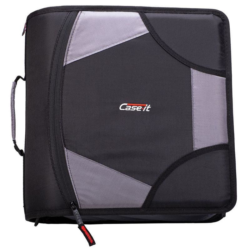 Case-it The King Sized Zip Tab Zipper Binder - 4 Inch D-Rings - 5 Subject File Folder - Multiple Pockets - 800 Sheet Capacity - Jet Black