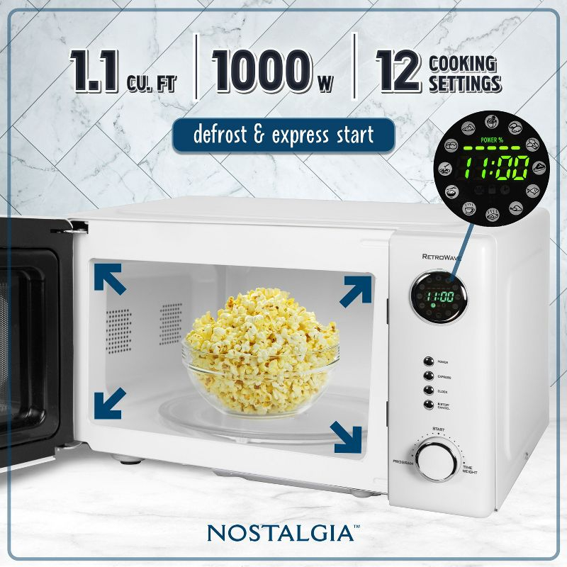 Retro Countertop Microwave 1.1 Cu Ft & 1000 Watt