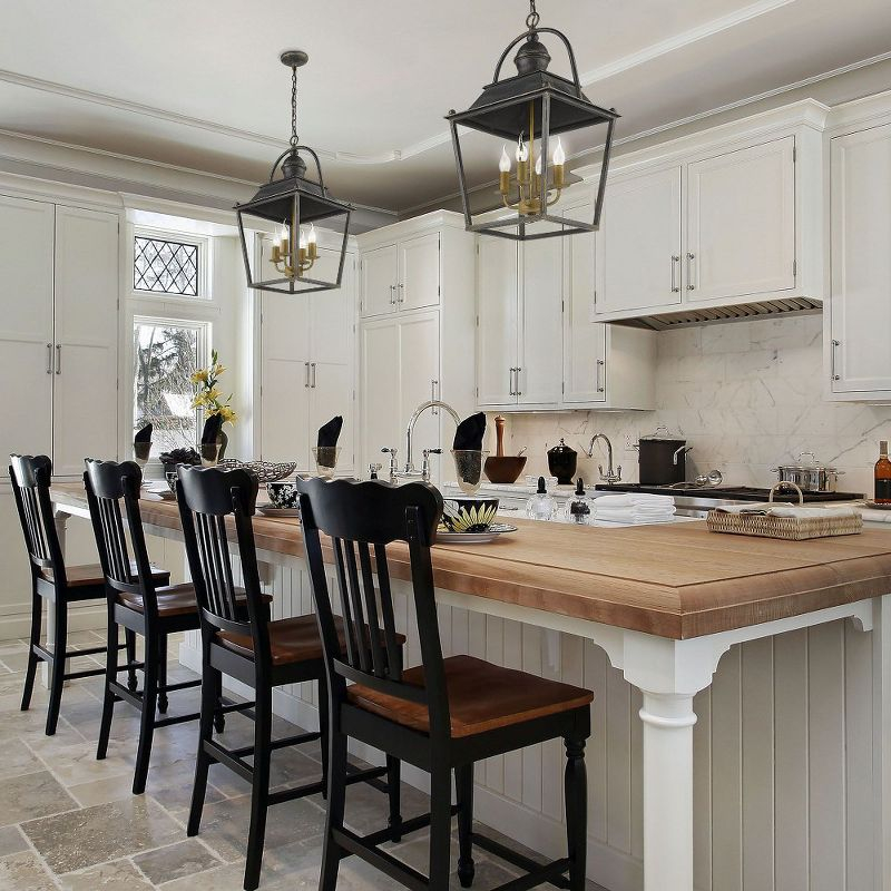 Golden Lighting Christoff 4-Light Pendant in Antique Black Iron with Antique Black Iron