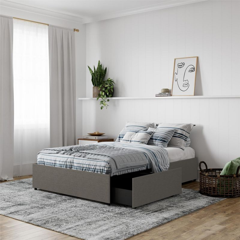 DHP Maven Platform Bed with Storage, Full, Gray Linen