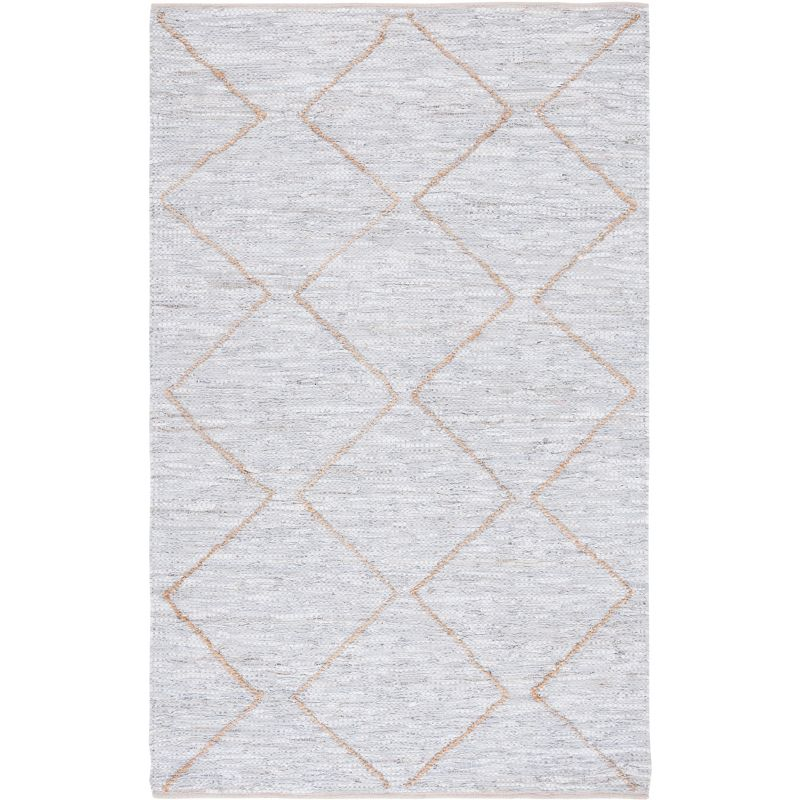 Vintage Leather VTL803 Hand Woven Area Rug - Light Grey/Natural - 5'x8' - Safavieh.