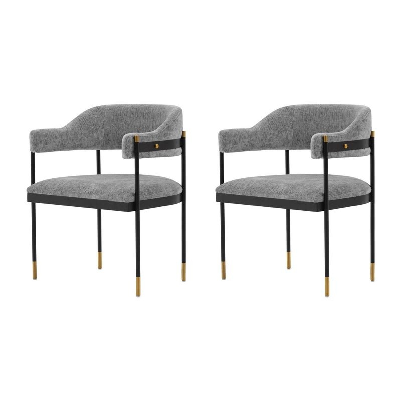 Set of 2 Lia Modern Boucle Dining Armchairs with Brushed Gold Accents - Manhattan Comfort