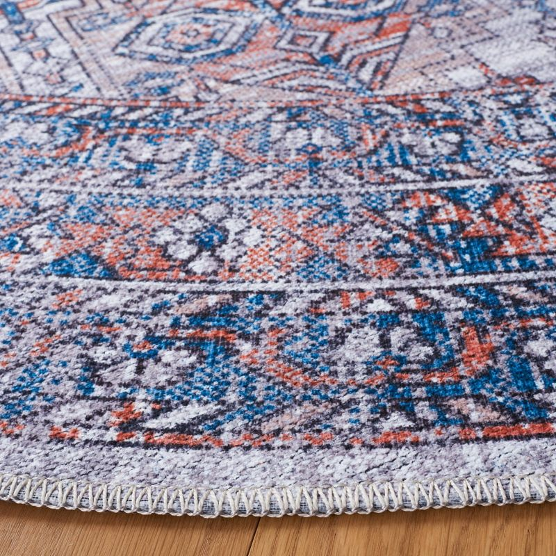 Serapi SEP520 Power Loomed Machine Washable Skid-Resistant Indoor Area Rug - Ivory/Rust - 6'7" Round - Safavieh