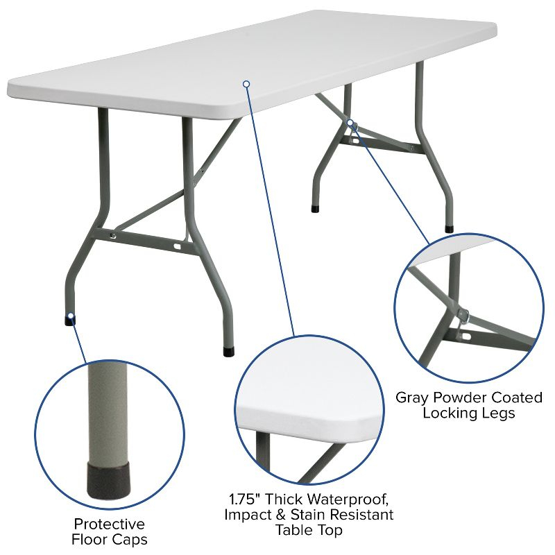 Flash Furniture 6-Foot Granite White Plastic Folding Table