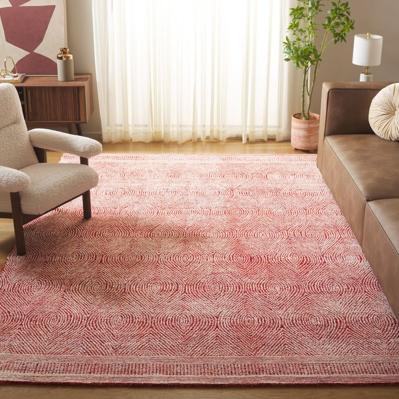 Abstract ABT340 Handmade Indoor Area Rug - Ivory/Red - 8'x10' - Safavieh