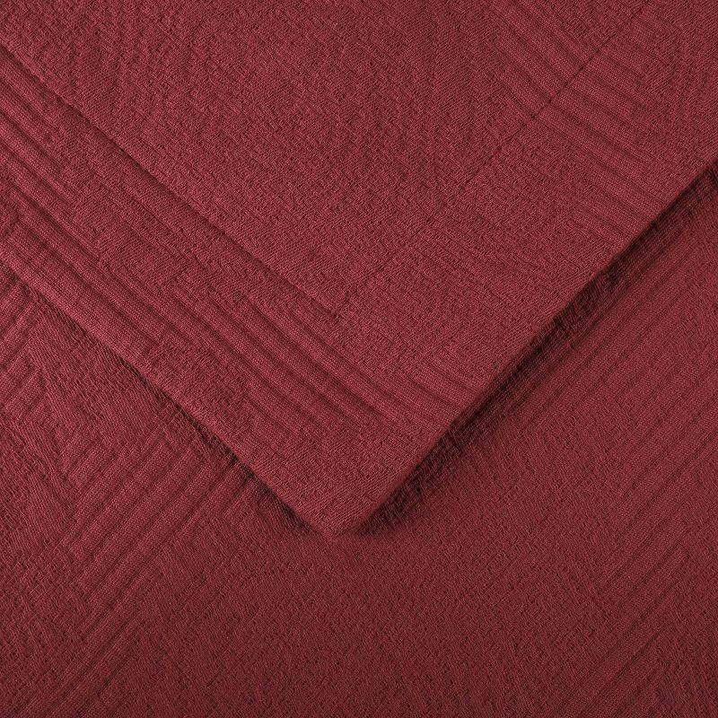 Vintage Cotton Matelasse Jacquard Medallion Scroll Bedspread Set, Twin, Garnet Red - Blue Nile Mills