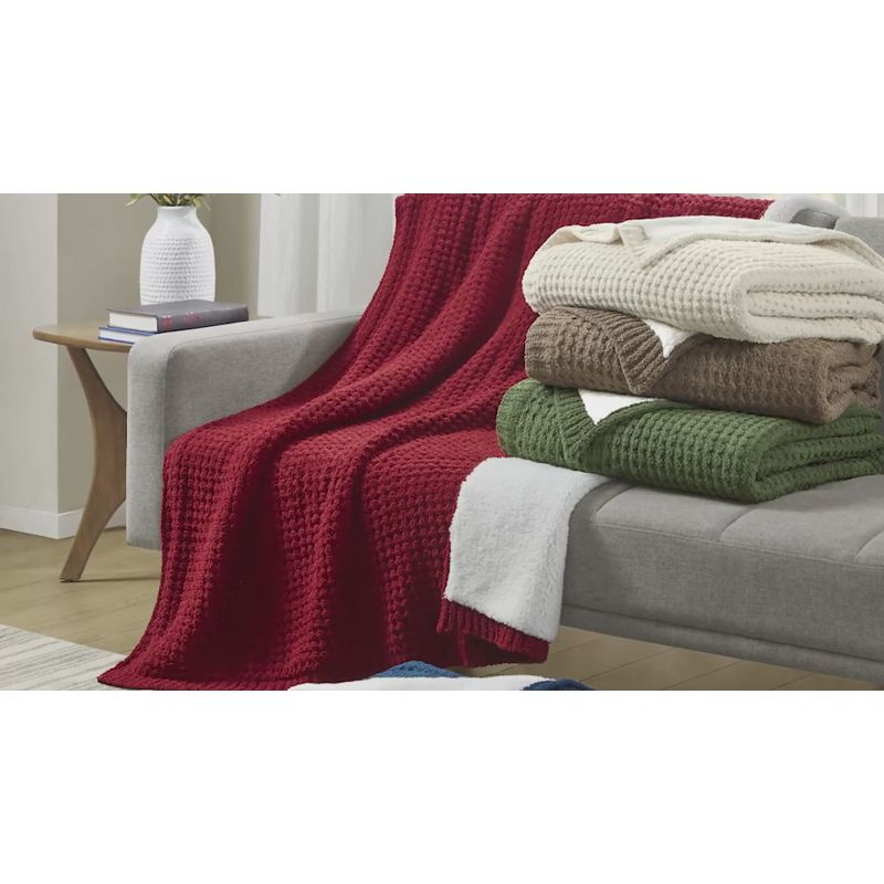 50"x60" Eden Waffle Knit Chenille Throw Blanket Navy Blue - Madison Park