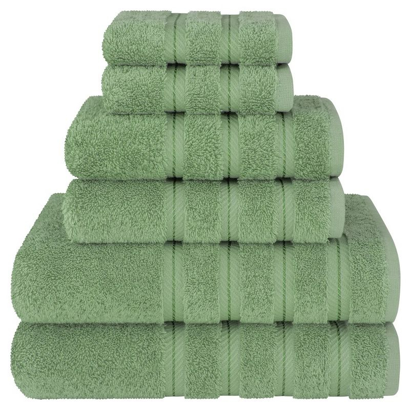 American Soft Linen 6 Piece Towel Set, 100% Cotton Bath Towels for Bathroom, Sage Green