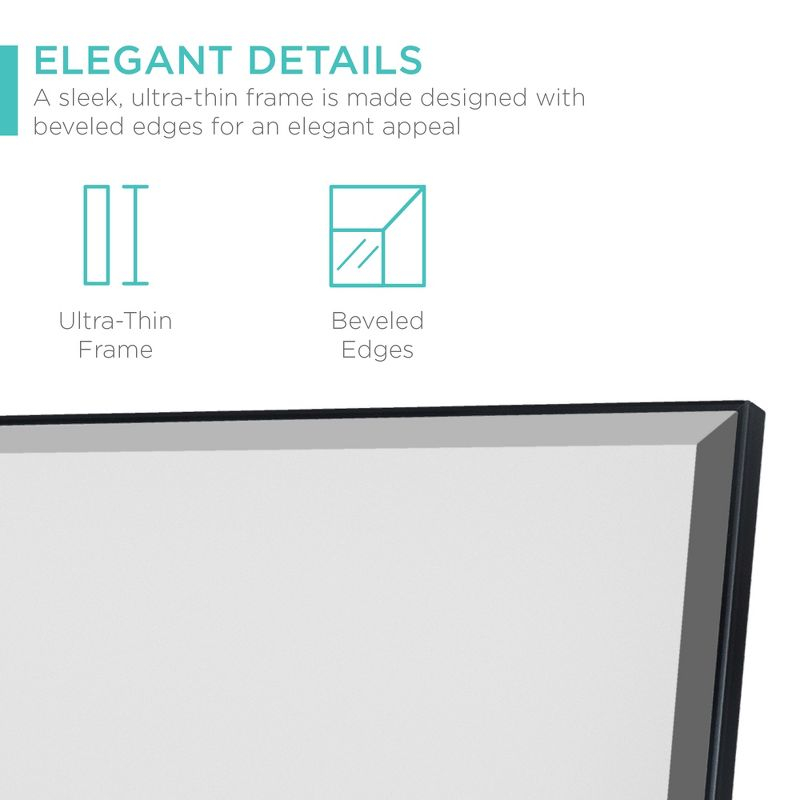 Best Choice Products 65x22in Full Length Mirror, Rectangular Beveled Wall Hanging & Leaning Floor Mirror - Black