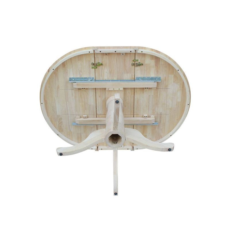 36" Round Top Pedestal Extendable Dining Table with 12" Drop Leaf Unfinished - International Concepts