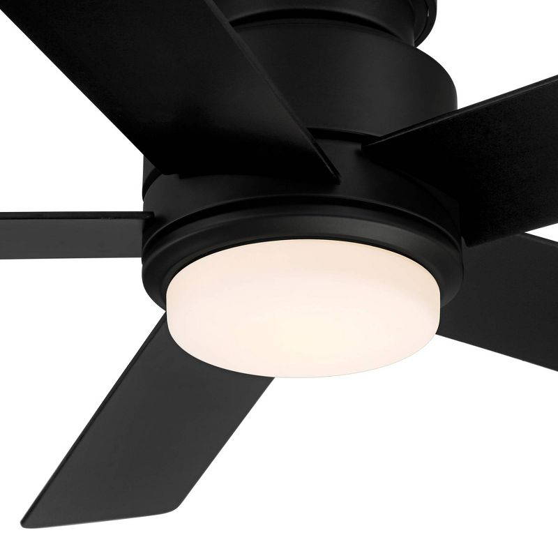 52" Casa Vieja Modern Outdoor Hugger Ceiling Fan with Dimmable LED Light Remote Control Matte Black Damp Rated for Patio Exterior