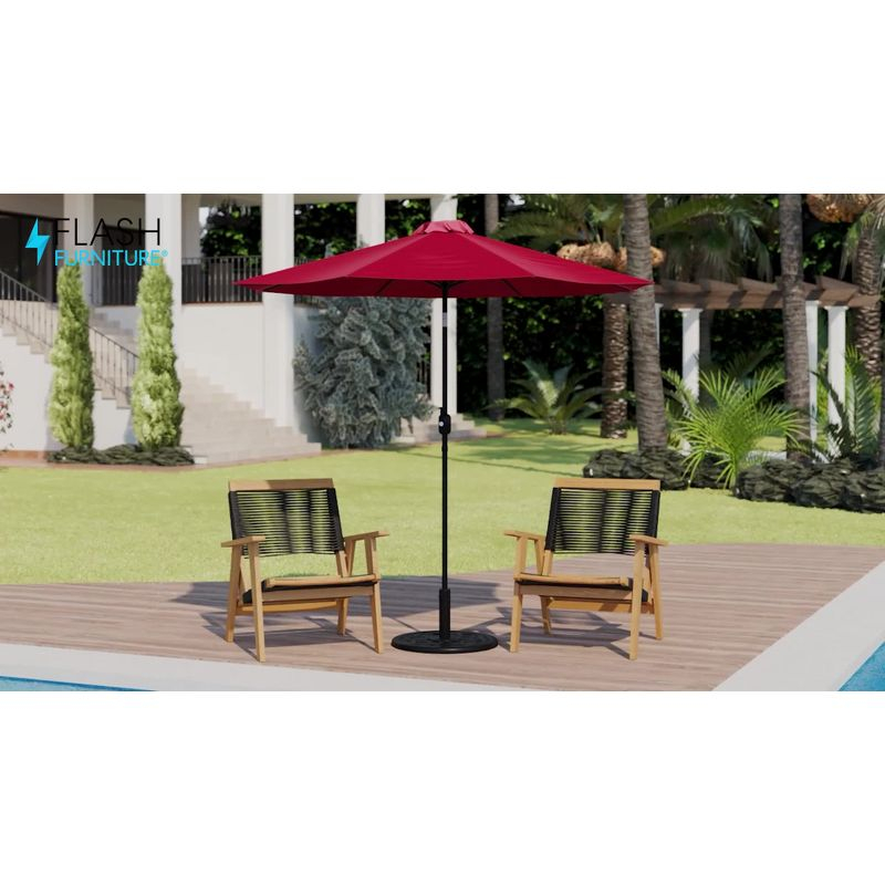 Flash Furniture Gray 9 FT Round Umbrella with 1.5" Diameter Aluminum Pole with Crank and Tilt Function
