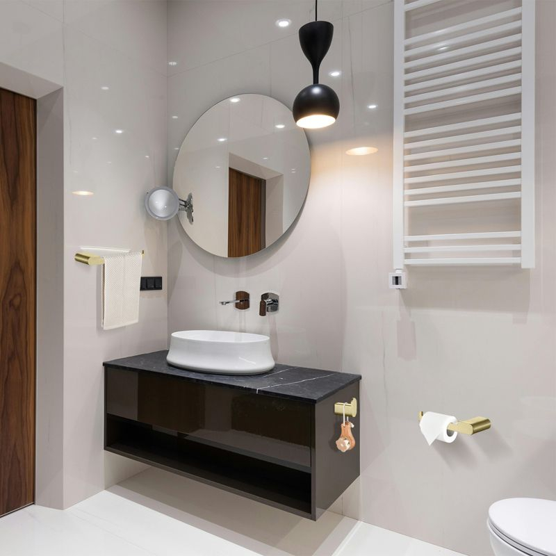 Cobbe Bathroom Hardware 4-Piece Set, Brushed Gold Bathroom Accessories Set with Towel Rack, Hand Towel Bar, Towel Hook, Toilet Paper Holder