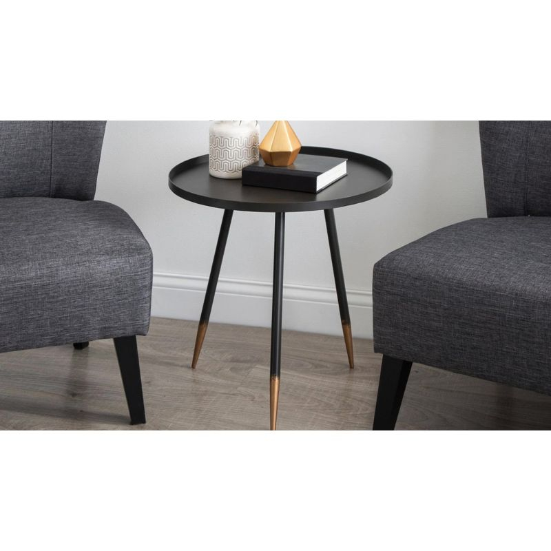 Kate and Laurel Duvall Round Metal Side Table, 20x20x20.5, Black