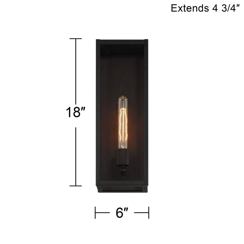 John Timberland Cornell 18" High Modern Box Outdoor Wall Light Fixture Mount Porch House Exterior Outside Edison Bulb Sand Black Clear Glass Shade
