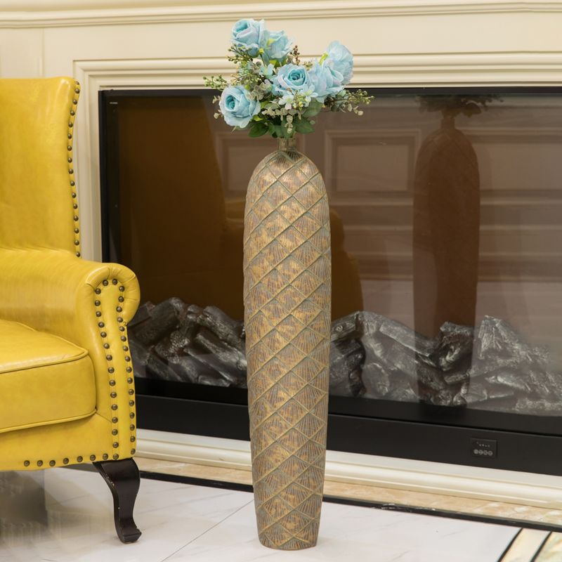 Uniquewise 37-inch-tall Cylinder Antique Floor Vase – Modern Living Room Decor - Ceramic Rustic Elegant Home Accent with Vintage Charm