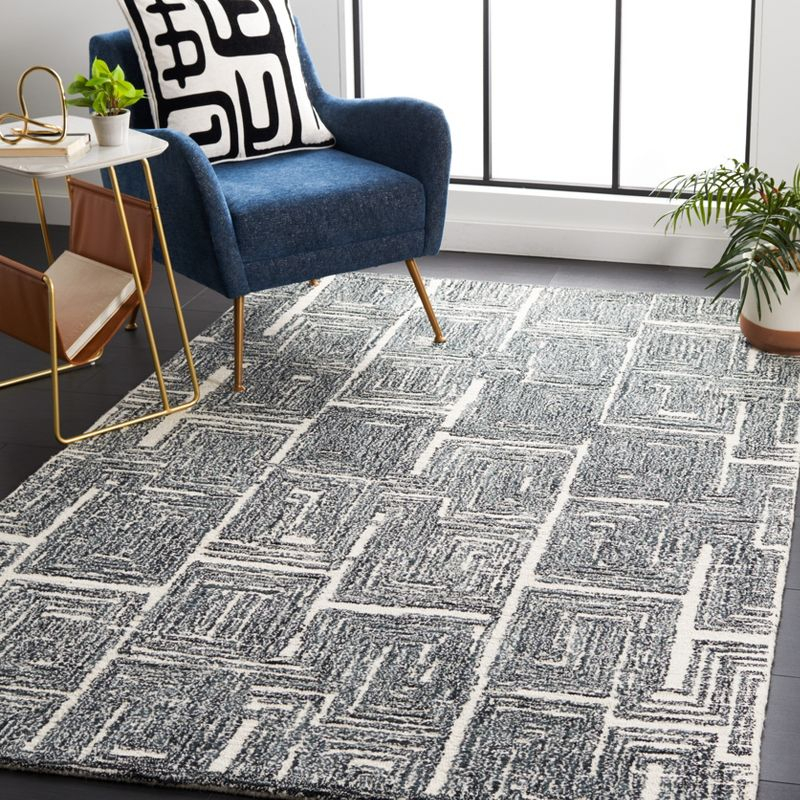 Metro MET177 Hand Tufted Indoor Area Rug - Black/Ivory - 4'x6' - Safavieh