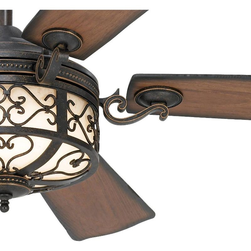 54" Casa Vieja Hermitage Rustic Indoor Outdoor Ceiling Fan with Dimmable LED Light Remote Control Golden Forged Walnut Damp Rated for Patio Exterior