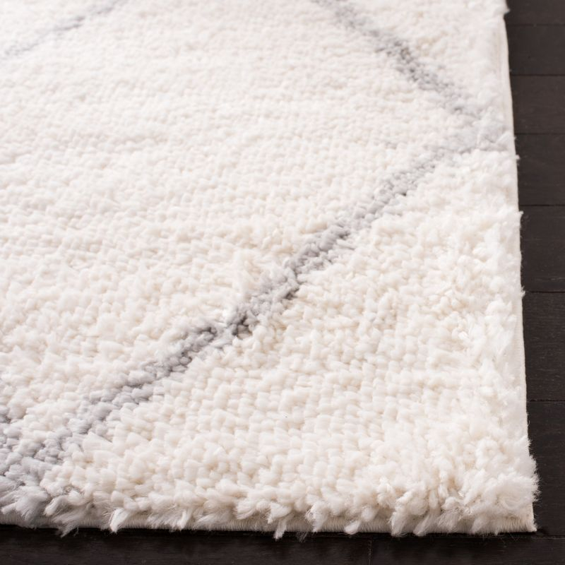 Parma Shag PMA515 Power Loomed Indoor Runner Rug - 2'3"x11' - Cream/Grey - Safavieh