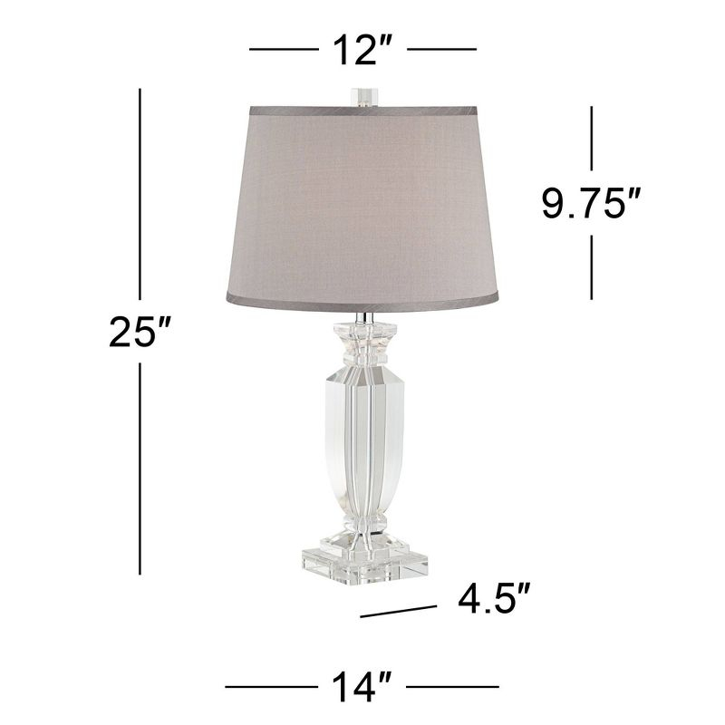 Vienna Full Spectrum Traditional Table Lamp 25" High Crystal Body Gray Tapered Drum Shade for Living Room Bedroom Bedside Nightstand Family