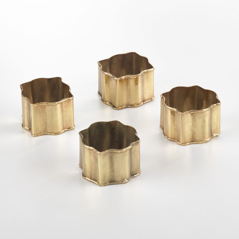 Saro Lifestyle Napkin Holder Rings With Round Classic Design (Set of 4), Gold