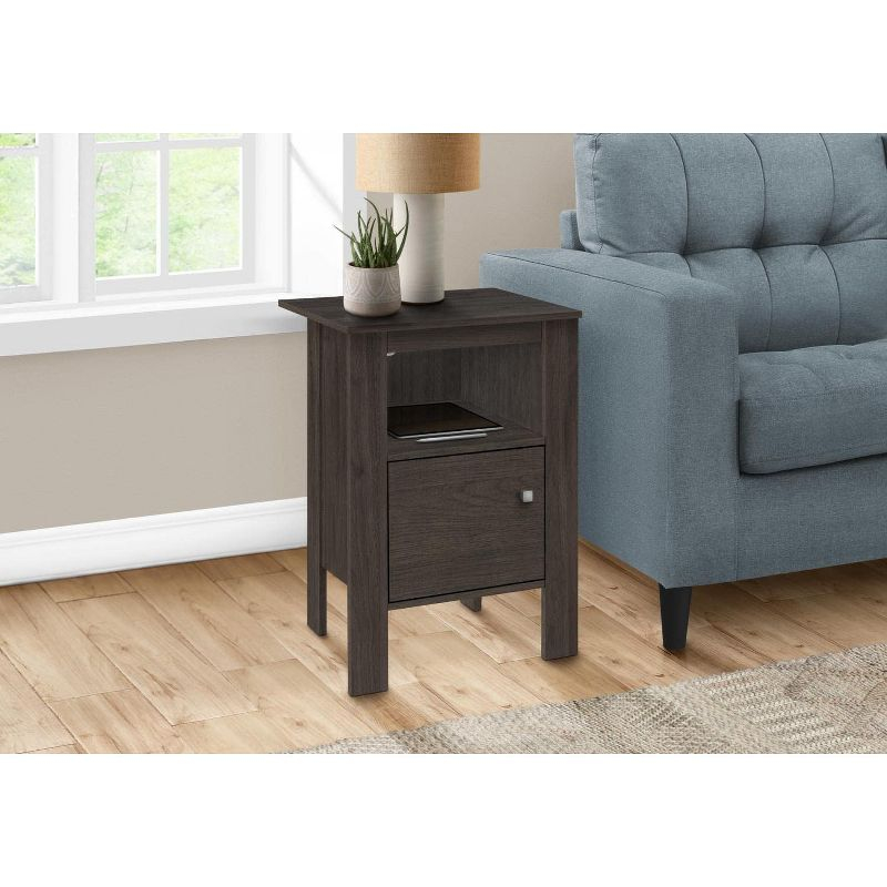 Monarch Specialties Accent Table Side End Nightstand Lamp Storage Living Room Bedroom Laminate Walnut Transitional