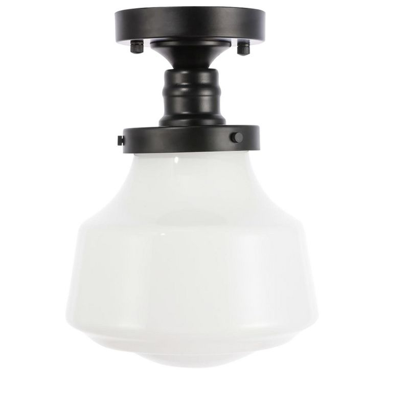 Elegant Lighting Lyle 1 light Black and frosted white glass Flush mount
