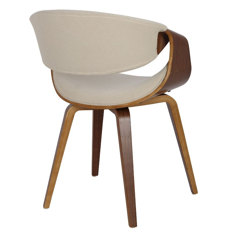 Curvo Mid-Century Modern Dining Accent Chair Cream - Lumisource: Upholstered, Wood Legs, Polyester
