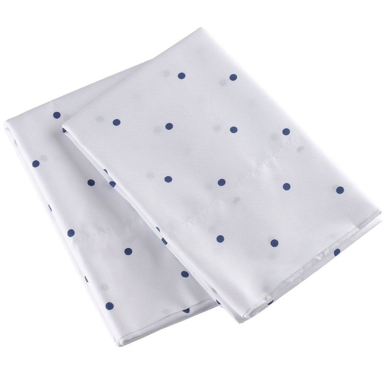 Mellanni Brushed Microfiber Pillowcase Set of 2, King, Polka Dot Navy