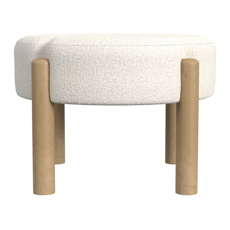 Luna Boucle Ottoman Cream - HomePop: Round, Upholstered, Wood Frame, No Assembly Required